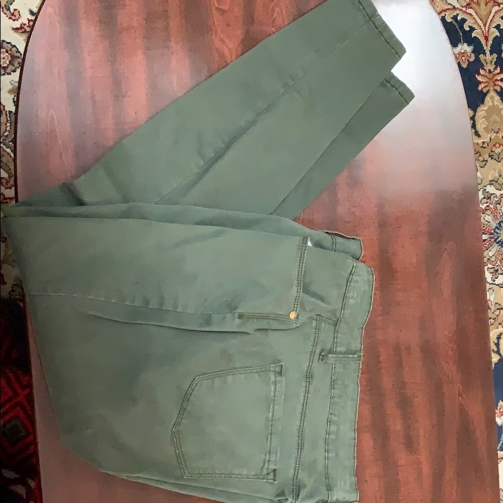 Green skinny jeans